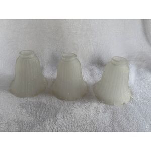 Light Bulb Glass Shades, Set of Three, Ceiling Fan, Frosted W/ White Flecks
